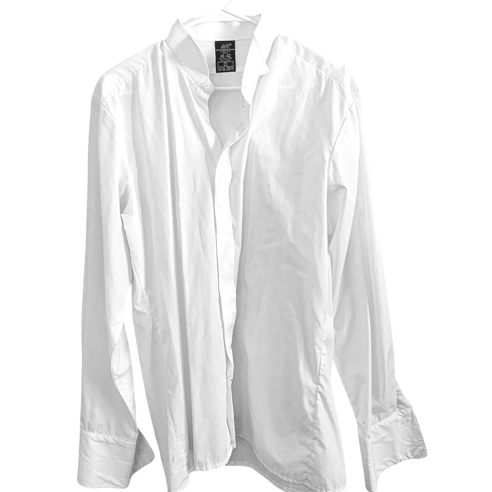 JH White Long Sleeve Button Down Dress Shirt‎ 41/42 Polyester Cotton Blend